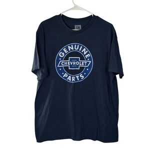 GM Chevrolet Genuine Parts Graphic T-Shirt‎ Navy Blue XL Distressed Logo Tee